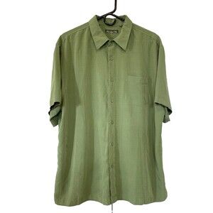 Red Level Nine Mens Shirt Rayon Blend XXL Green Side Slits Preppy